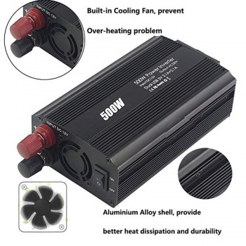 500W Auto Power Inverter DC 12V To AC 110V/220V  Car Converter With 4.2A Dual Usb And 2 Ac Outlets For Smartphones, Tablet