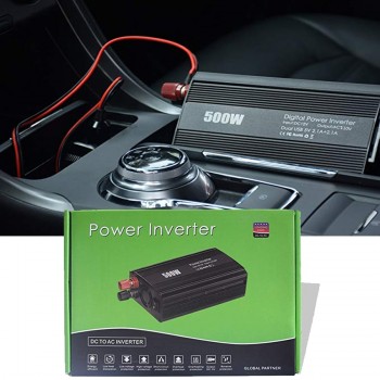 500W Auto Power Inverter DC 12V To AC 110V/220V  Car Converter With 4.2A Dual Usb And 2 Ac Outlets For Smartphones, Tablet
