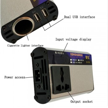 AOSHIKE Voltage Transformer Car Inverter DC 12V To DC 220V  Converter Multi-function Car Truck Intelligent Digital Display USB