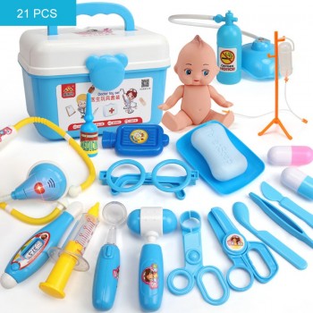 39/21PCS Kids Play Doctor Game Toys Set Children Cosplay Doctors Vocal Light Stethoscope Toy Simulation Medical Equipment TY0332