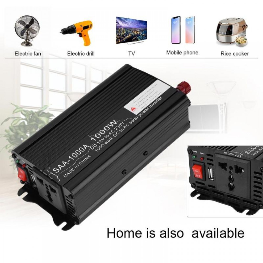 VODOOL Car Inverters 2000W Peak Car Power Inverter DC 12V/24V to AC 220V Charger Converter Black Continuous output power 500W