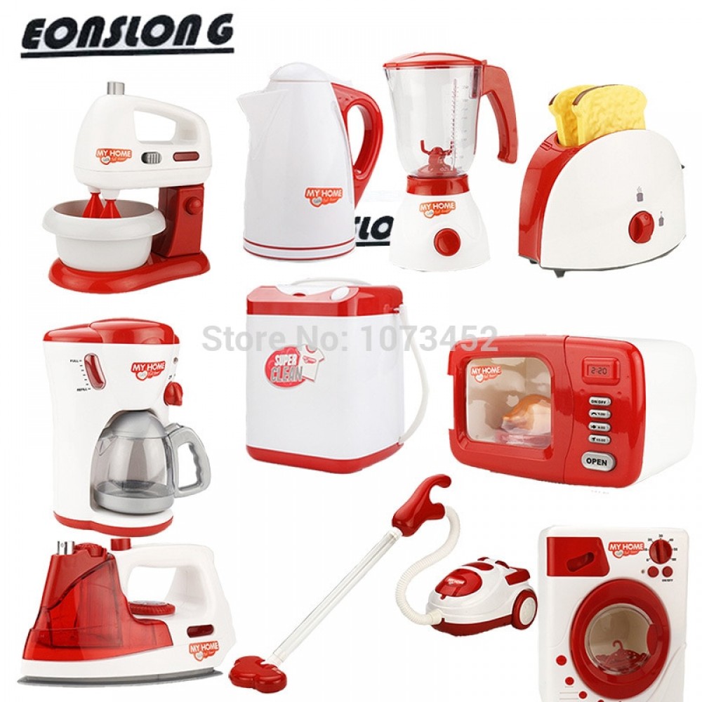 Simulation pretend play set coffee machine amp; eggbeater maciheamp;juice machine amp;microwave oven amp;vocuum cleaner toys brinquedo nina