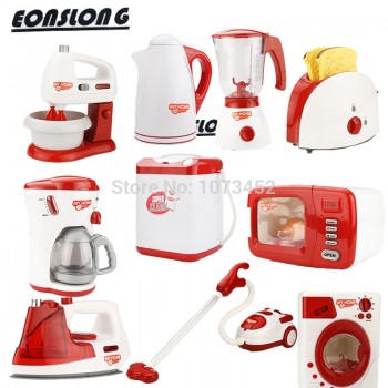 Simulation pretend play set coffee machine amp; eggbeater maciheamp;juice machine amp;microwave oven amp;vocuum cleaner toys brinquedo nina