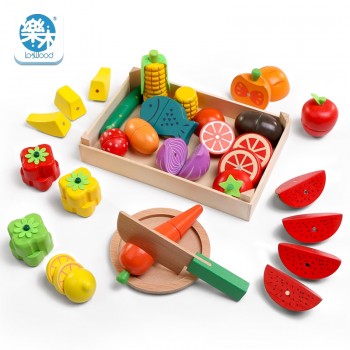 Logwood Wooden classic game simulation kitchen series toys Cutting Fruit and Vegetable Toys Montessori Early education gifts