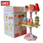 QWZ Baby Toys Simulation Magnetic Ice Cream Wooden Toys Pretend Play Kitchen Food Baby Infant Toys Food Birthday Christmas Gift