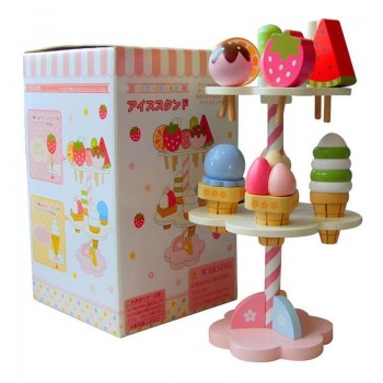 QWZ Baby Toys Simulation Magnetic Ice Cream Wooden Toys Pretend Play Kitchen Food Baby Infant Toys Food Birthday Christmas Gift