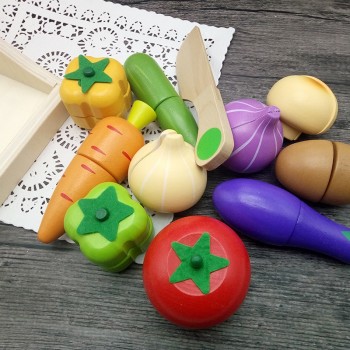 Logwood Baby Wooden toys Pretend Play kitchen toys cutting Fruit and Vegetable education food toys for kid Mother garden childre