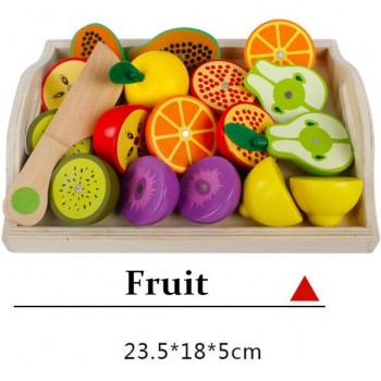 Logwood Baby Wooden toys Pretend Play kitchen toys cutting Fruit and Vegetable education food toys for kid Mother garden childre