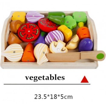Logwood Baby Wooden toys Pretend Play kitchen toys cutting Fruit and Vegetable education food toys for kid Mother garden childre