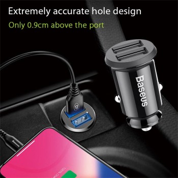 Baseus Mini USB Car Charger For Xiaomi Samsung S8 iPhone Tablet GPS 3.1A Fast Charger Dual USB Car Phone Charger Adapter in Car