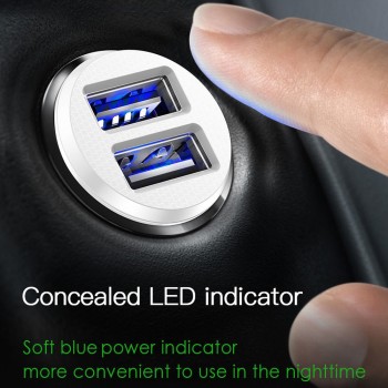 Baseus Mini USB Car Charger For Xiaomi Samsung S8 iPhone Tablet GPS 3.1A Fast Charger Dual USB Car Phone Charger Adapter in Car