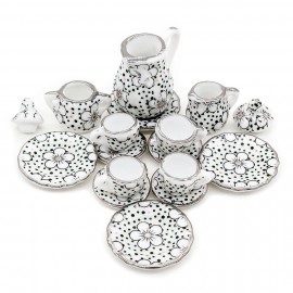 Odoria 1:12 Miniature 15pcs Porcelain Tea Cup Set Chintz Flower Tableware Kitchen Dollhouse (12 Patterns for your choice)