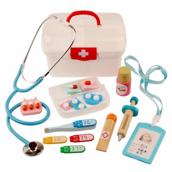 16Pcs Children Pretend Play Doctor Toys Kids Wooden Medical Kit Simulation Medicine Chest Set for Kids Interest Development Kits