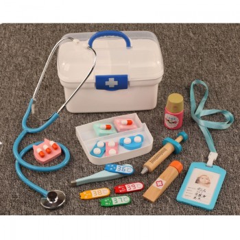 16Pcs Children Pretend Play Doctor Toys Kids Wooden Medical Kit Simulation Medicine Chest Set for Kids Interest Development Kits