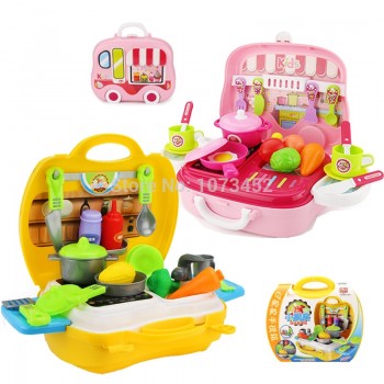 26pcs/set Kids kitchen cooking play set portable cabinet design pakage play house toy pretend play set toy gift for children