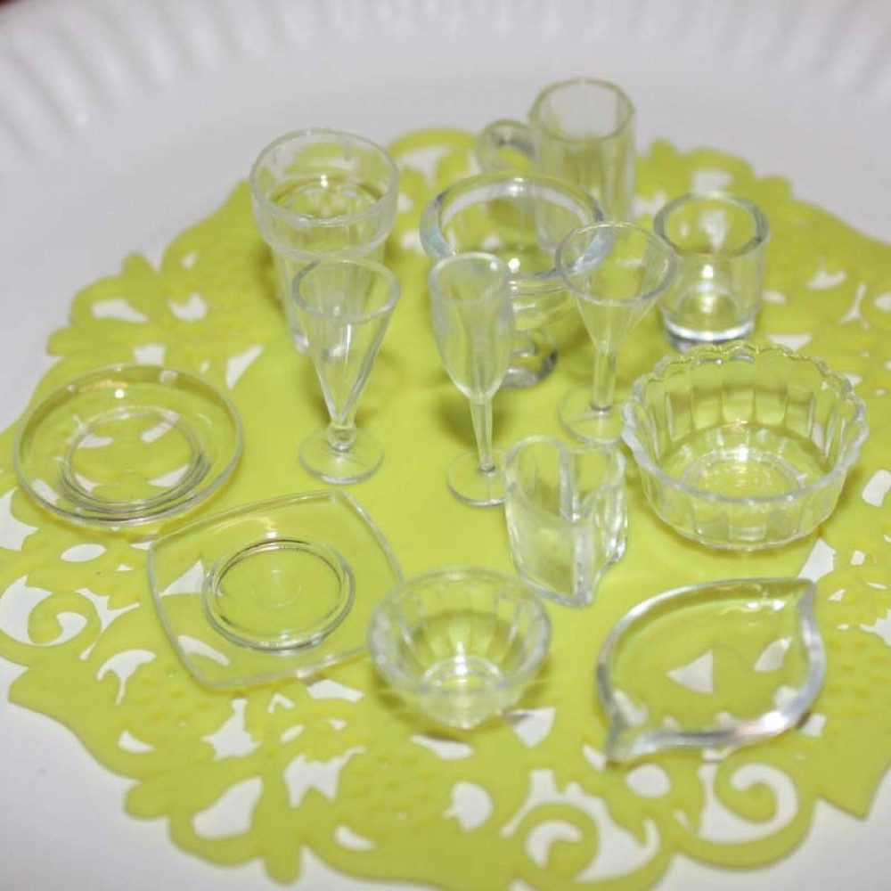 33pcs/lot plate cup dish bowl tableware set  Dollhouse Miniature Toy Doll Food Kitchen living room Accessories 1:12 Scale