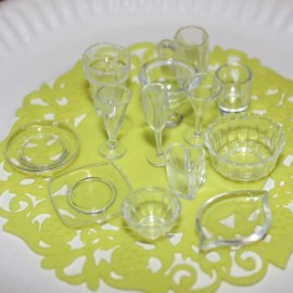 33pcs/lot plate cup dish bowl tableware set  Dollhouse Miniature Toy Doll Food Kitchen living room Accessories 1:12 Scale