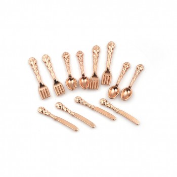 12PCS Simulation Kitchen Food Furniture Toys Dollhouse Miniature Accessories 1:12 Fork Knife Soup Spoon Tableware