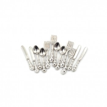 12PCS Simulation Kitchen Food Furniture Toys Dollhouse Miniature Accessories 1:12 Fork Knife Soup Spoon Tableware