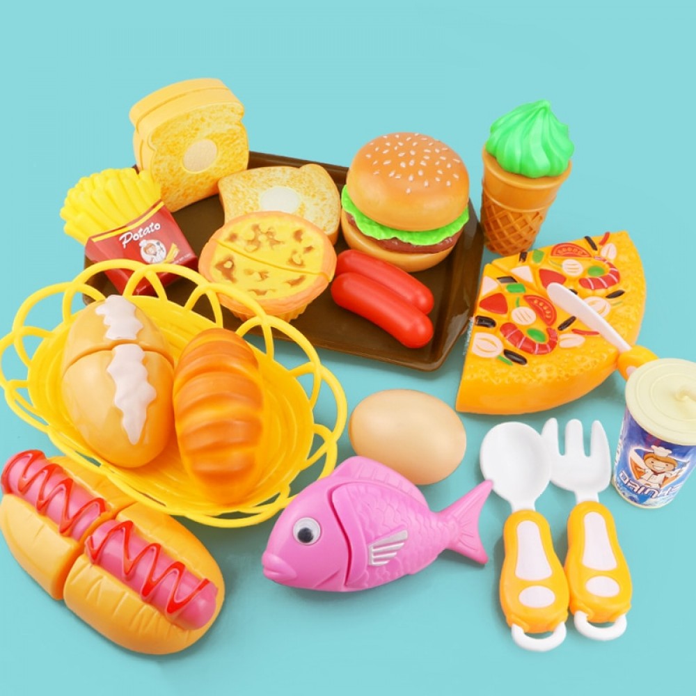 Children Kitchen Cutting Toys Pizza Hamburger Bread Fast Food Pretend Play Plastic Miniature Food Girls Kids Education Toy Gift