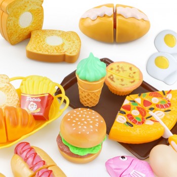 Children Kitchen Cutting Toys Pizza Hamburger Bread Fast Food Pretend Play Plastic Miniature Food Girls Kids Education Toy Gift