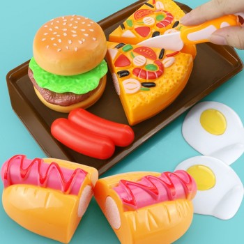 Children Kitchen Cutting Toys Pizza Hamburger Bread Fast Food Pretend Play Plastic Miniature Food Girls Kids Education Toy Gift