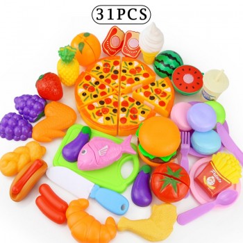 12-31PCS Cutting Fruit Vegetable Food Pretend Play Do House Toy Childrens Kitchen Kawaii Educational Toys Gift for Girl Kids