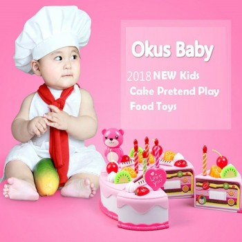 Newest DIY Pretend Play Fruit Cutting Birthday Cake Kitchen Food Toys Cocina De Juguete Toy Pink Blue Girls Gift for Children
