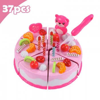 Newest DIY Pretend Play Fruit Cutting Birthday Cake Kitchen Food Toys Cocina De Juguete Toy Pink Blue Girls Gift for Children