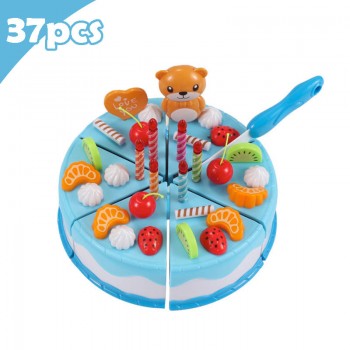 Newest DIY Pretend Play Fruit Cutting Birthday Cake Kitchen Food Toys Cocina De Juguete Toy Pink Blue Girls Gift for Children