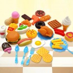 RCtown 34pcs Children Kitchen Toys Cutting Fruit Vegetable Plastic Drink Food Kit Kat Pretend Play Early Education Toy For kids