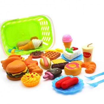 RCtown 34pcs Children Kitchen Toys Cutting Fruit Vegetable Plastic Drink Food Kit Kat Pretend Play Early Education Toy For kids