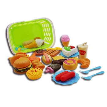 RCtown 34pcs Children Kitchen Toys Cutting Fruit Vegetable Plastic Drink Food Kit Kat Pretend Play Early Education Toy For kids