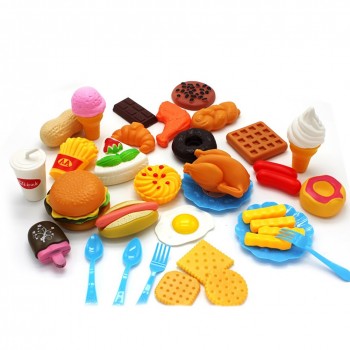 RCtown 34pcs Children Kitchen Toys Cutting Fruit Vegetable Plastic Drink Food Kit Kat Pretend Play Early Education Toy For kids