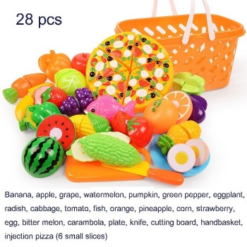 37pcs/lot Children Pretend Role Play House Toy Cutting Fruit Plastic Vegetables Food Kitchen Baby Classic Kids Educational Toys