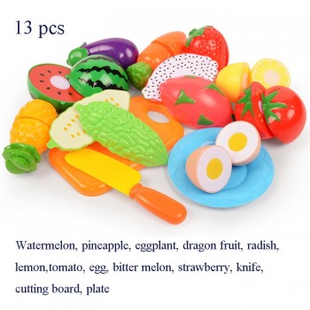 37pcs/lot Children Pretend Role Play House Toy Cutting Fruit Plastic Vegetables Food Kitchen Baby Classic Kids Educational Toys