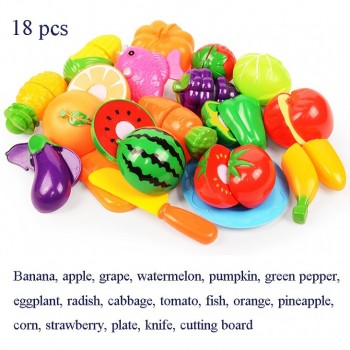 37pcs/lot Children Pretend Role Play House Toy Cutting Fruit Plastic Vegetables Food Kitchen Baby Classic Kids Educational Toys