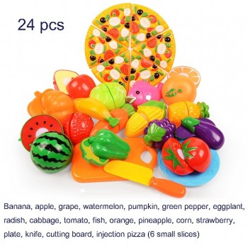 37pcs/lot Children Pretend Role Play House Toy Cutting Fruit Plastic Vegetables Food Kitchen Baby Classic Kids Educational Toys