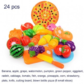 37pcs/lot Children Pretend Role Play House Toy Cutting Fruit Plastic Vegetables Food Kitchen Baby Classic Kids Educational Toys