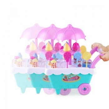 Funny Mini Toy Candy Ice-cream Truck Car With Light Music Plastic Girl Soft Educational Interactive Toys For Children Baby