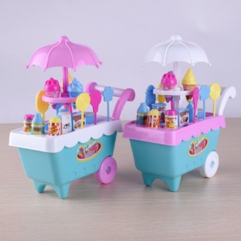 Funny Mini Toy Candy Ice-cream Truck Car With Light Music Plastic Girl Soft Educational Interactive Toys For Children Baby