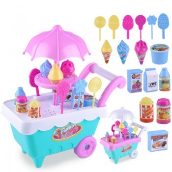 Funny Mini Toy Candy Ice-cream Truck Car With Light Music Plastic Girl Soft Educational Interactive Toys For Children Baby