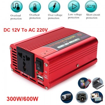 Car Inverter 600W DC 12V to AC 220V Power Inverter Charger Converter Voltage Transformer Vehicle USB Pure Sine Wave Adapter