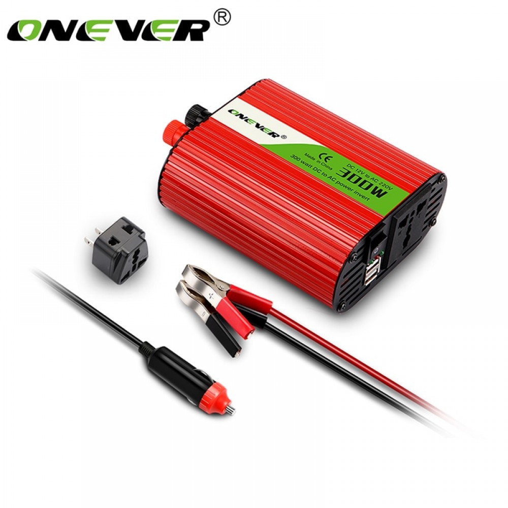 Onever Inverter 12v 220v 300W Power Inverter with Dual USB Charging Car Converter 12v to 220v 50Hz Transformer Adapter Outlet