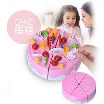 37pcs Pretend Role Play Kitchen Toy Happy Birthday Cake Food Cutting Set Kids