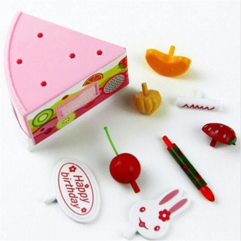 37pcs Pretend Role Play Kitchen Toy Happy Birthday Cake Food Cutting Set Kids