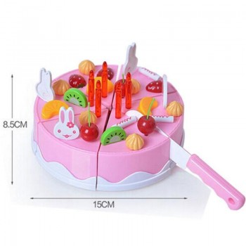 37pcs Pretend Role Play Kitchen Toy Happy Birthday Cake Food Cutting Set Kids