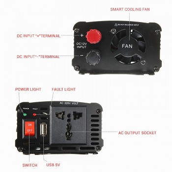 Inverter 600/1000/2000/3000W Peaks 12V 220V Modified Sine Wave Voltage Transformer Power Inverter Converter Car Charge USB