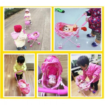 Childrens Toy Cart Doll Baby Girl Play House Toy Set Stroller Toy Trolley With Sounded Doll Built Sense Of Responsibilities Toy