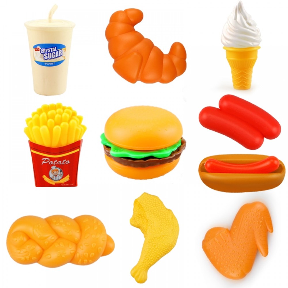 10PCS Miniature Food Kitchen Toy Set Pretend Play Do House Simulation Cooking Snack Hamburgers Educational Toys For Girl Kid